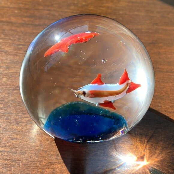Murano Glass Aquarium Koi Fish Paperweight, Attributed to Dal Borgo Venice Italy - Picture 5 of 10